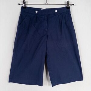 Lilys Of Beverly Hills Shorts Size 2 Navy Blue Bermuda Cotton Stretch Pleated